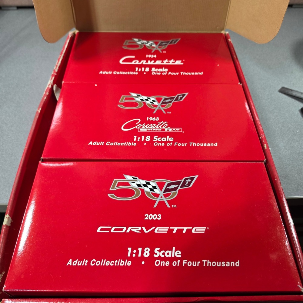 Matco Tools Corvette 50th Anniversary 1:18 Scale 3-Car Set Red Excellent Limited